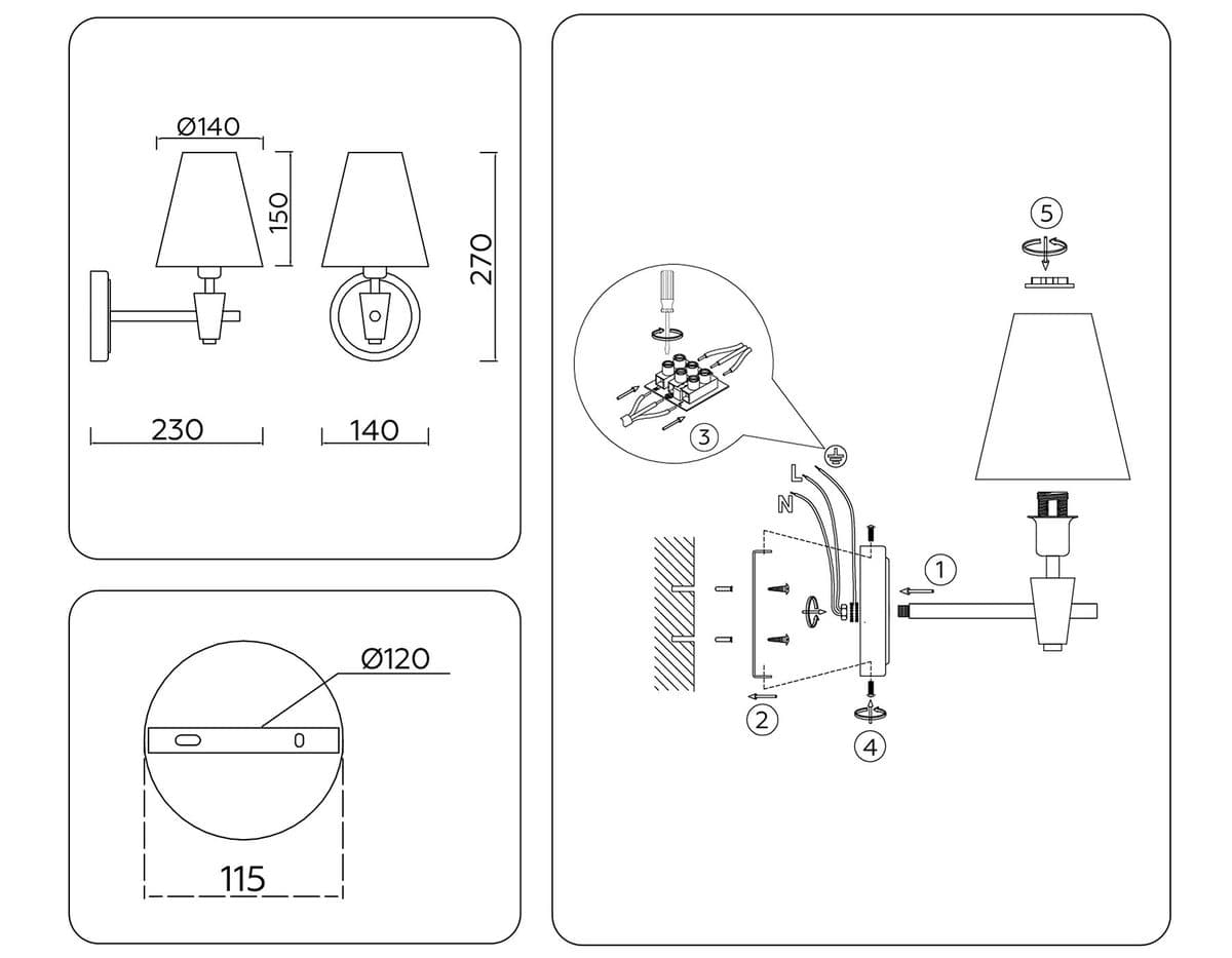 LH75055 BS/GN латунь/зеленый E14 max 40W 230*140*270