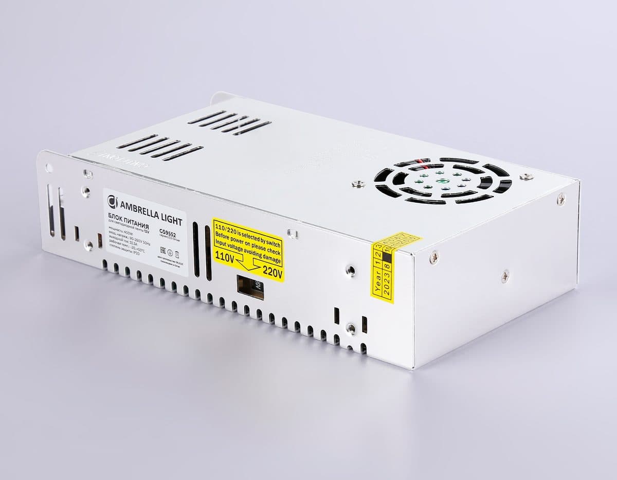 GS9552 блок питания 12V 400W 33.3A IP20 90-260V 215*115*50