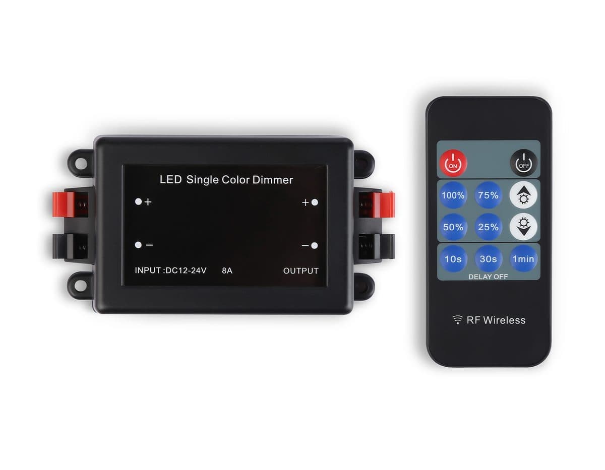 GS11001 контроллер диммер 8A 12V 96W/24V 192W (ПДУ Радио 2.4G CR2025)