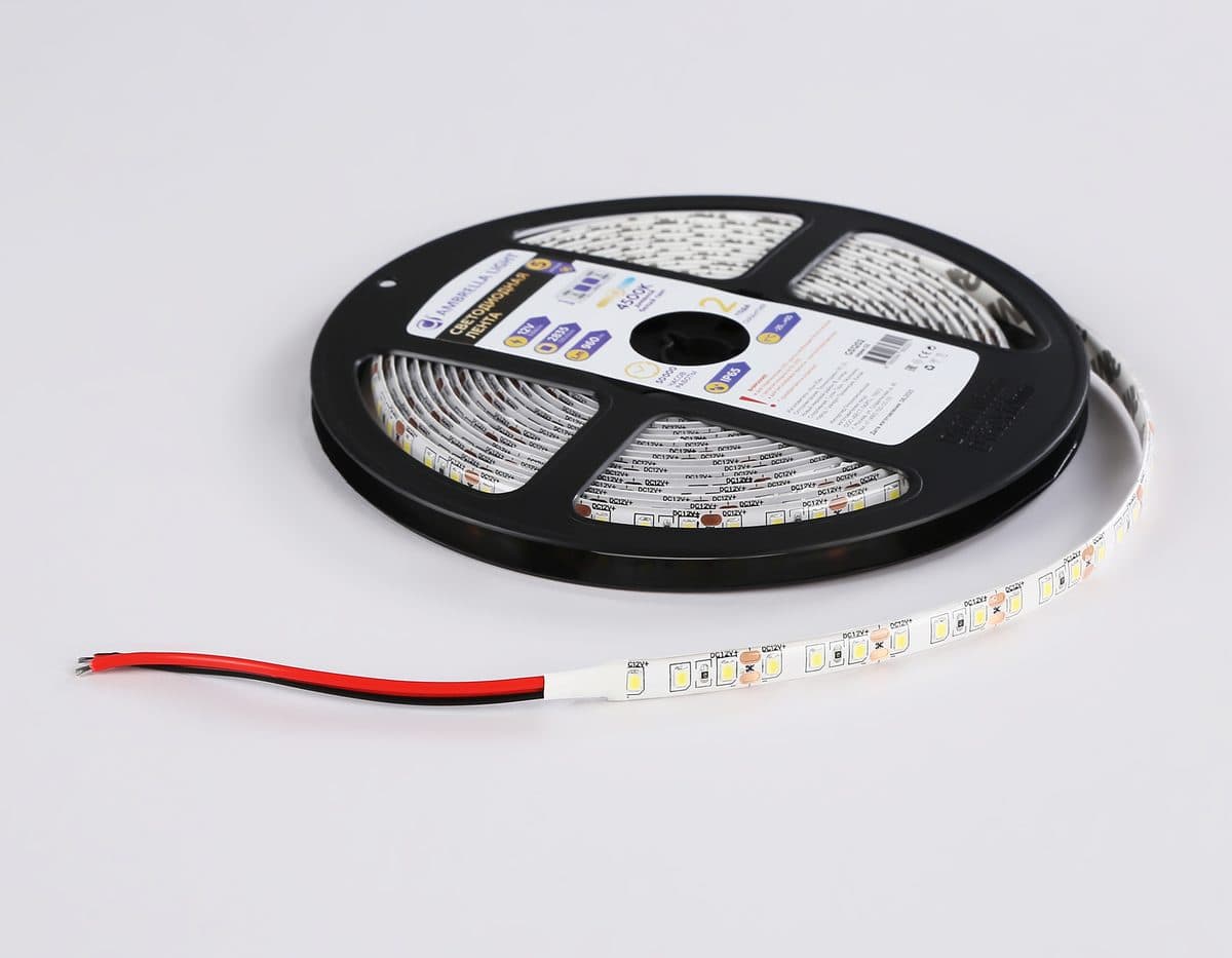 GS1202 2835 120Led/ 9.6W m/ 12V IP65 4500K/ 5000*8*2.27mm (2 конт.)