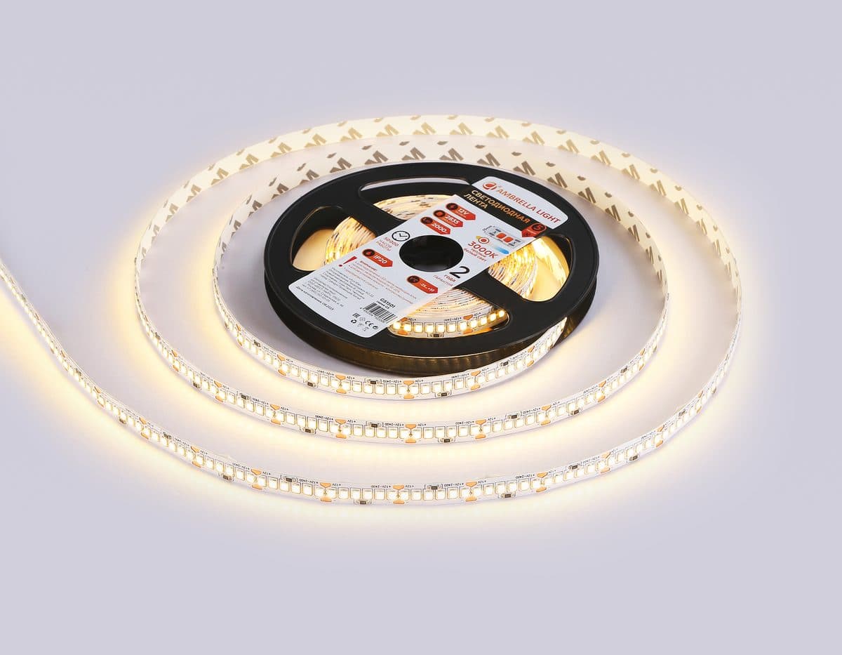 GS1501 2835 240Led/ 19.2W m/ 12V IP20 3000K/ 5000*10*1.2mm (2 конт.)