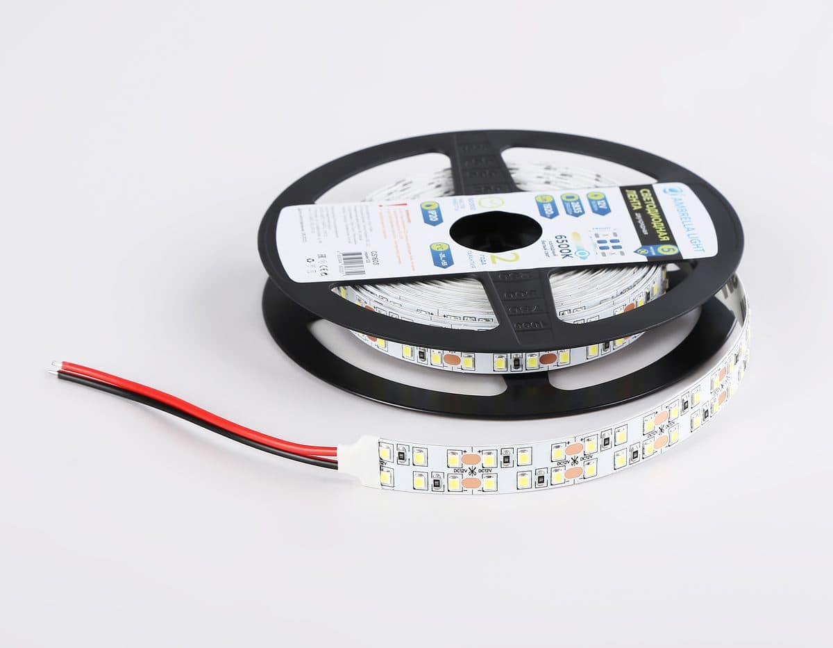 GS1603 2835 240Led/ 19.2W m/ 12V IP20 6500K/ 5000*14*1.2mm (2 конт.)