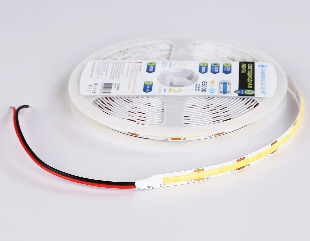 GS2603 COB 320Led/ 10W m/ 12V IP20 6500K/ 5000*8*1.54mm (2 конт.)