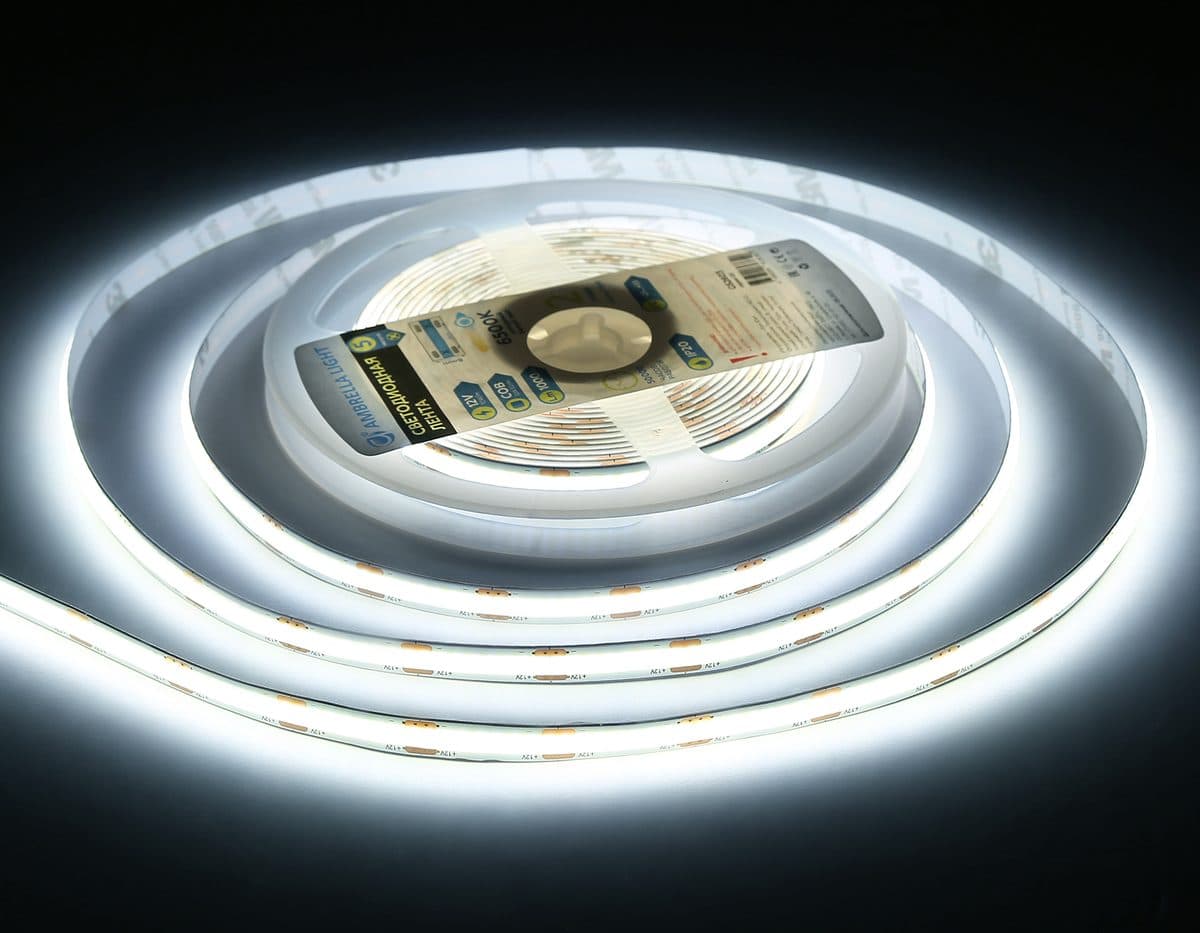 GS2603 COB 320Led/ 10W m/ 12V IP20 6500K/ 5000*8*1.54mm (2 конт.)