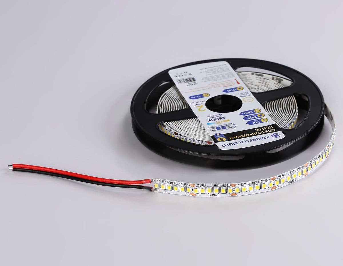 GS3302 2835 240Led/ 18W m/ 24V IP20 4500K/ 5000*10*1.2mm (2 конт.)