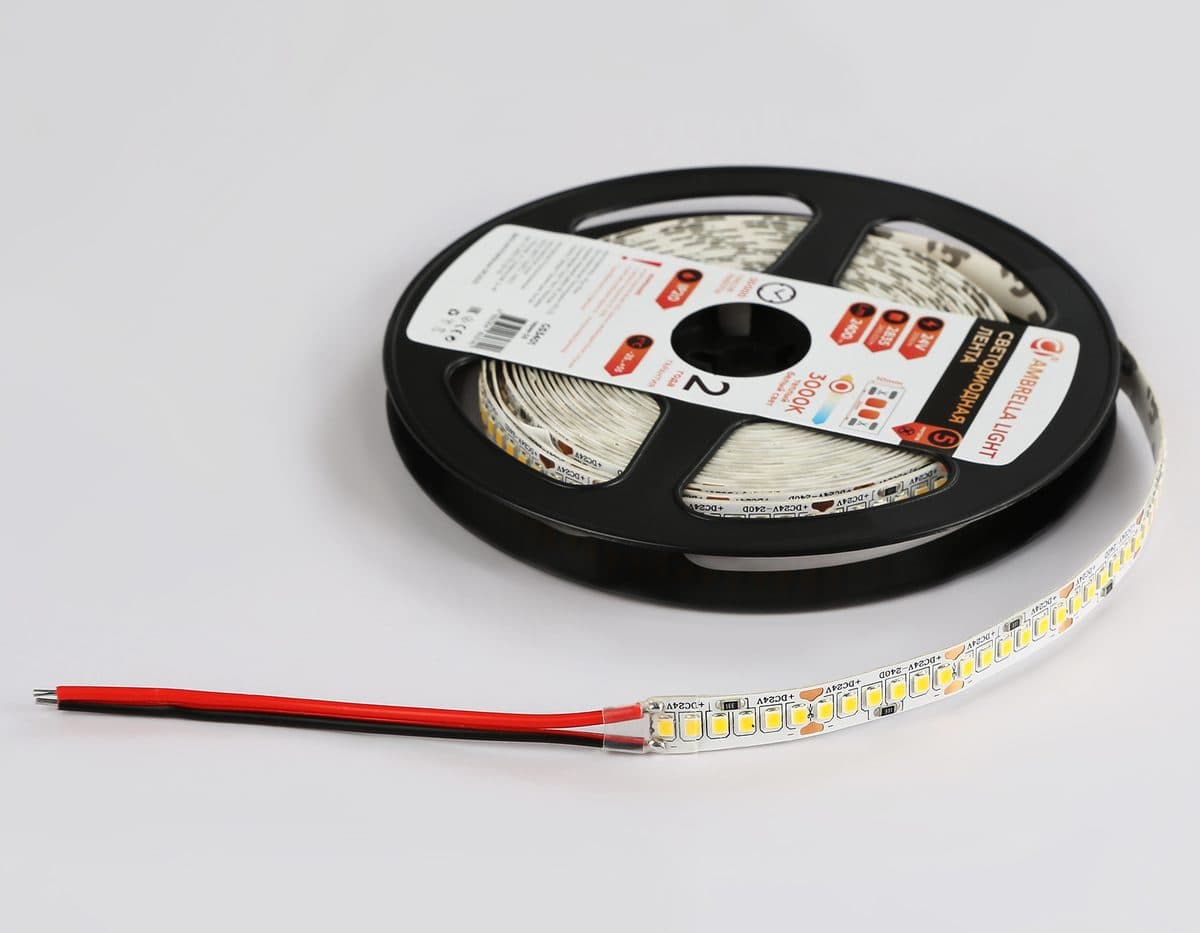 GS3401 2835 240Led/ 20W m/ 24V IP20 3000K/ 5000*10*1.2mm (2 конт.)
