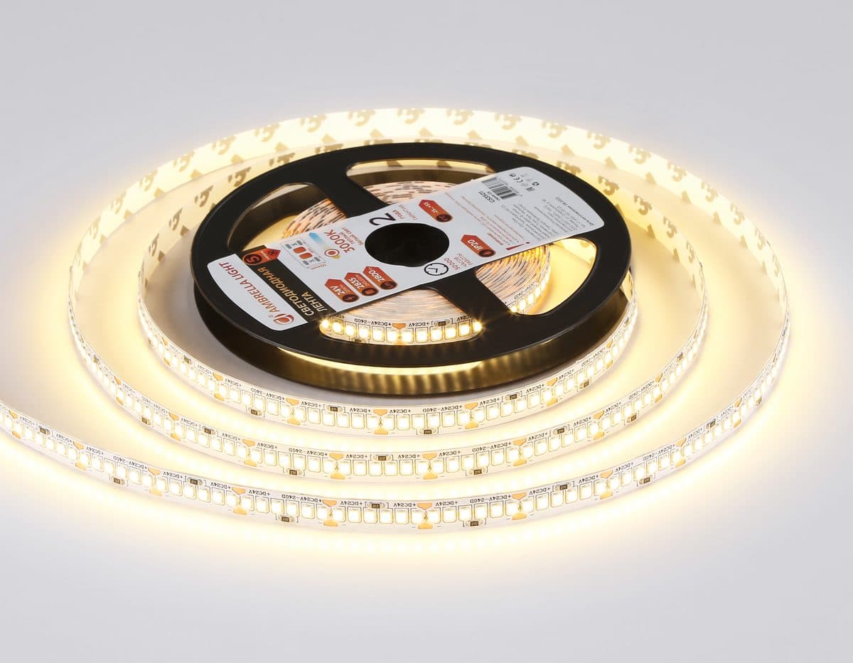 GS3501 2835 240Led /22W m/ 24V IP20 3000K/ 5000*10*1.2mm (2 конт.)