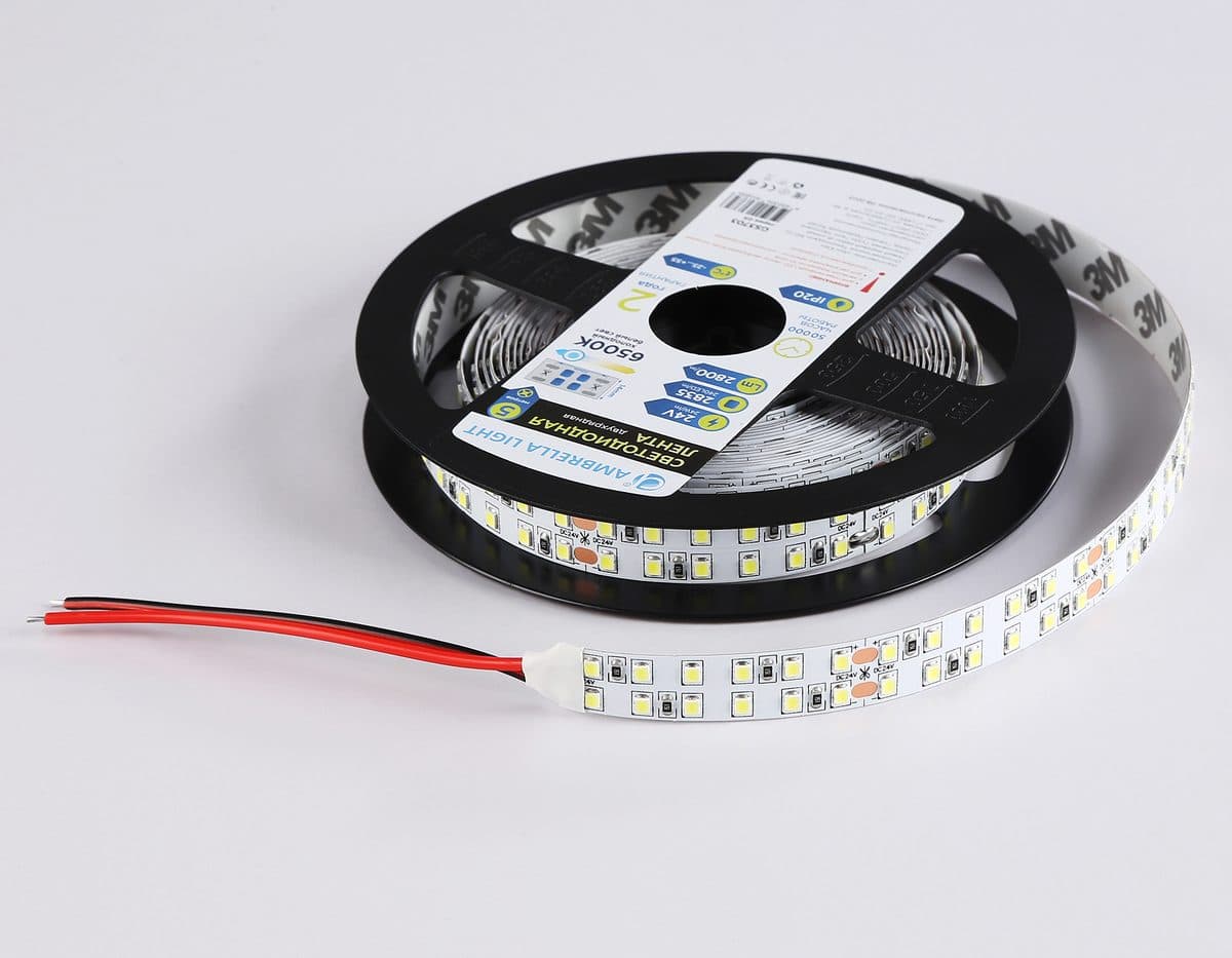GS3703 2835 240Led /24W m/ 24V IP20 6500K/ 5000*14*1.2mm (2 конт.)