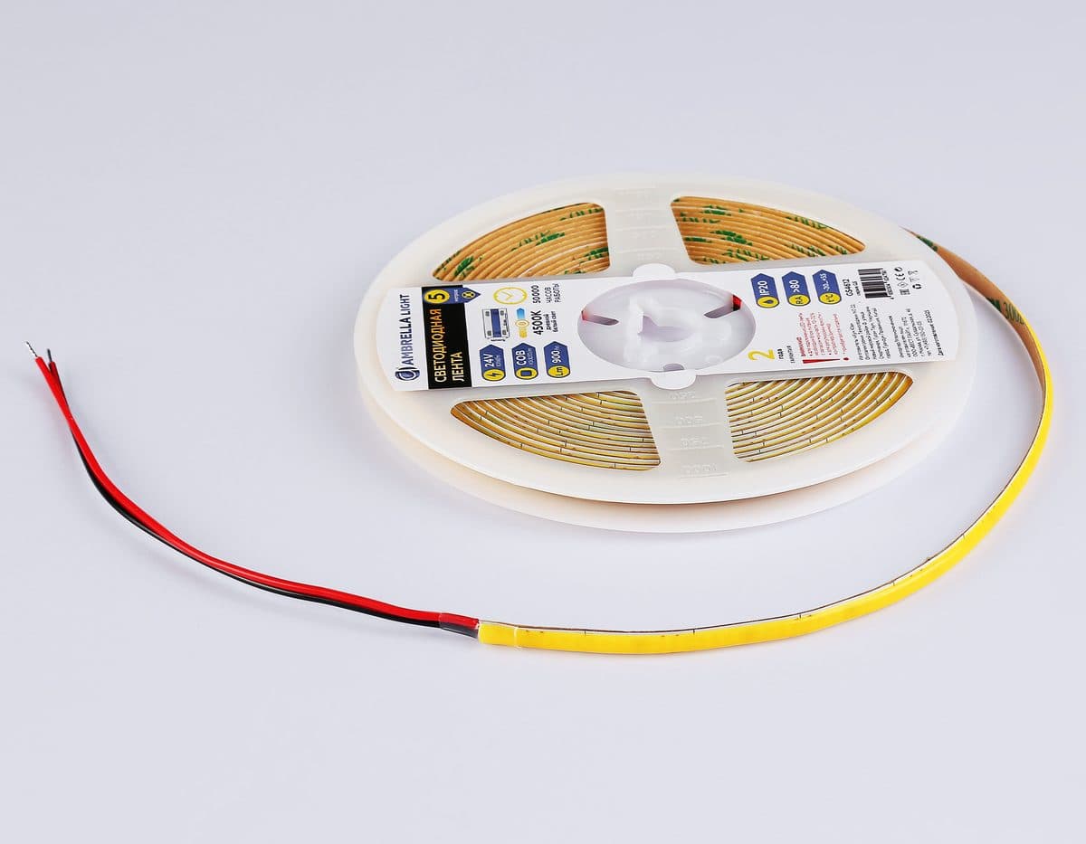 GS4612 COB 400Led/10W m/ 24V IP20 4500K/ 5m*5mm*2.1mm (2 конт.)