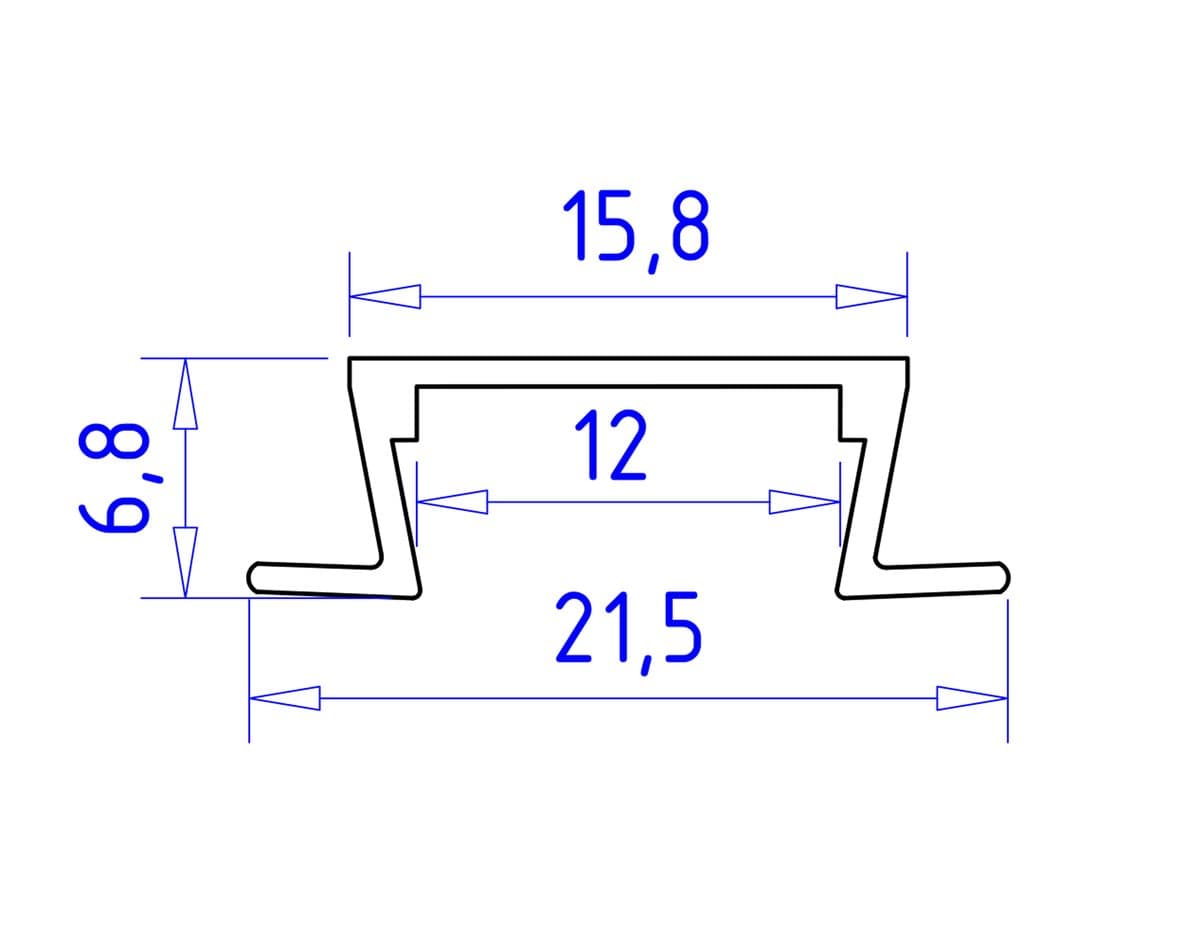 GP1001BK черный 2000*21.5*6.8