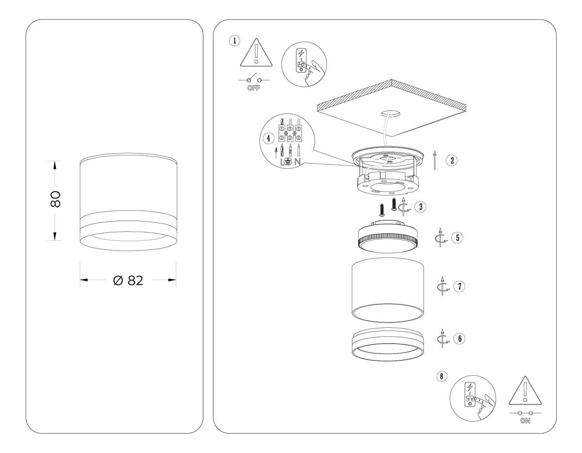 TN6572 BK черный IP44 GX53 max 15W D82*65