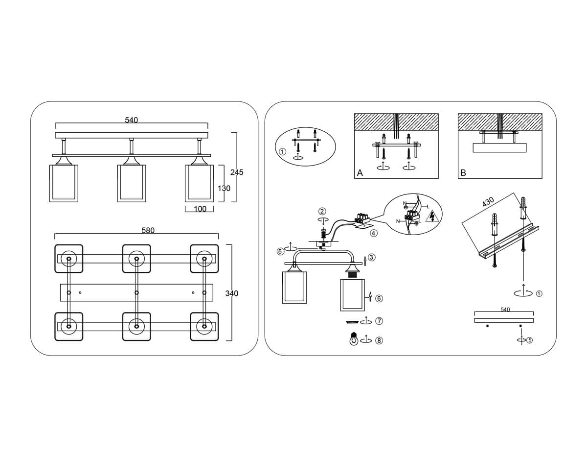 TR3033247/6 WH/WD белый/дерево E27/6 max 60W 580*340*245