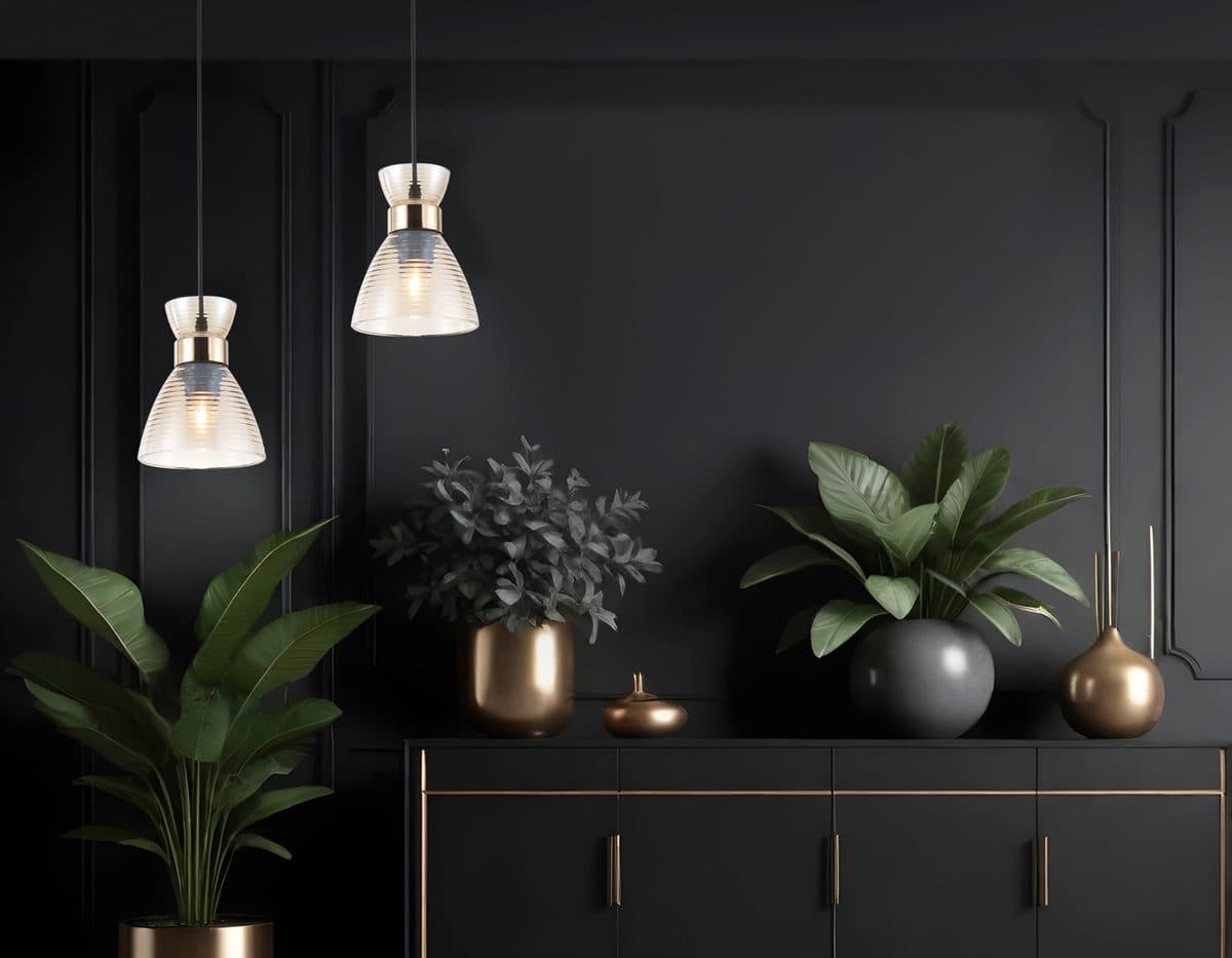 TR3403 BK/FGD/TI черный/золото/янтарь E27 max 60W D135*1000