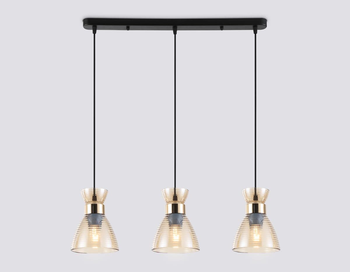 TR3404/3 BK/FGD/TI черный/золото/янтарь E27/3 max 60W 550*135*1000