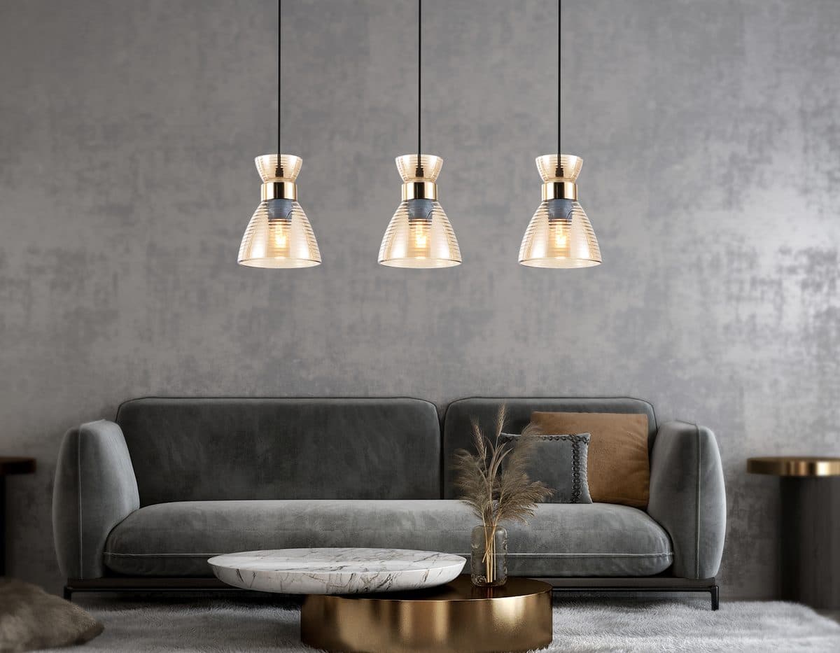 TR3404/3 BK/FGD/TI черный/золото/янтарь E27/3 max 60W 550*135*1000