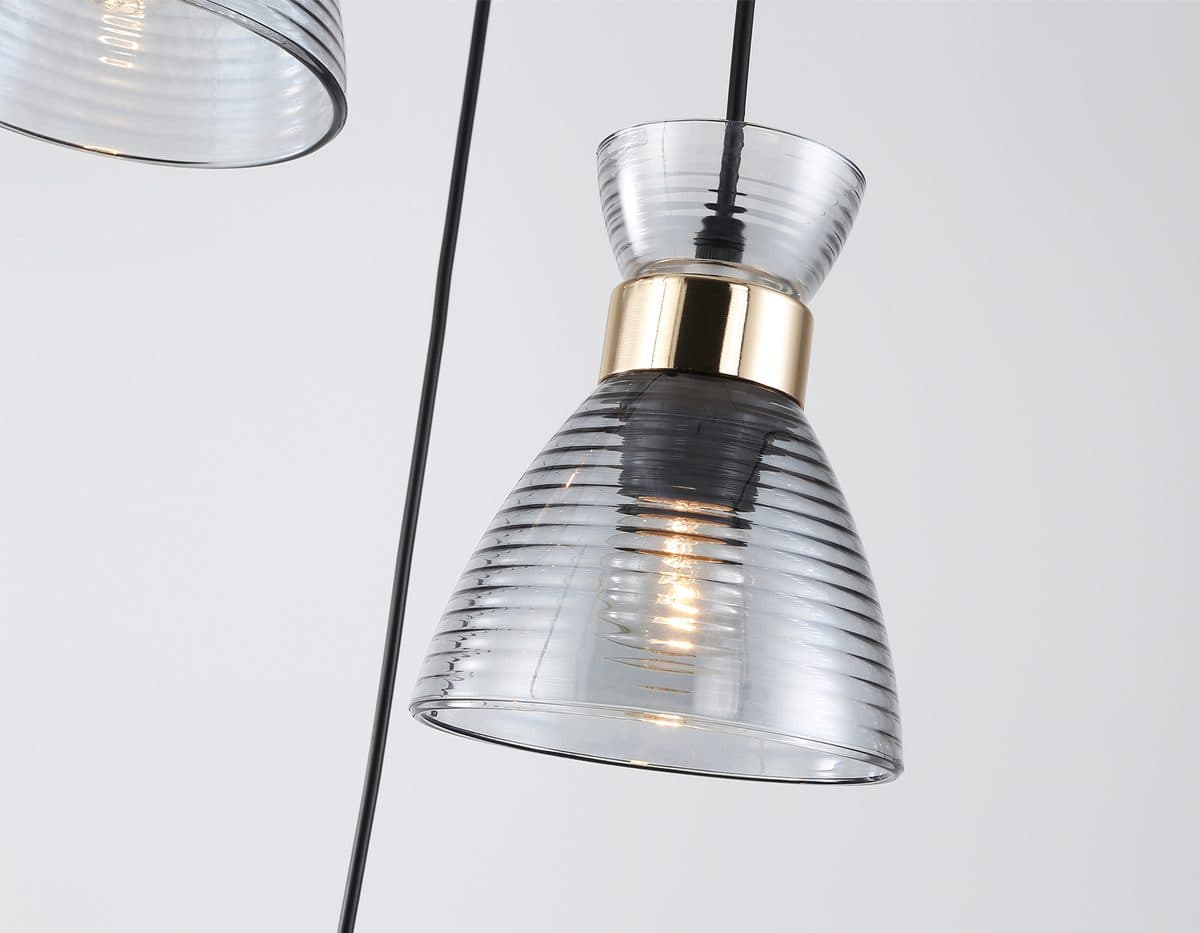 TR3408/3 BK/FGD/SM черный/золото/дымчатый E27/3 max 60W D345*1000