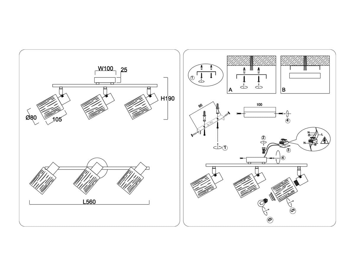 TR8669/3 BK/SB чёрный/бронза E14/3 max 60W 560*100*190