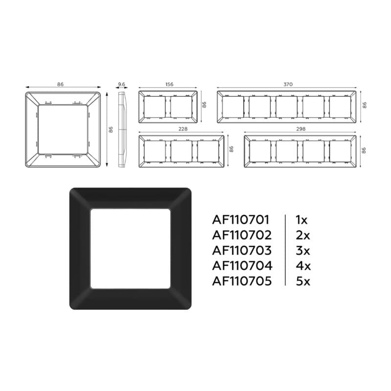 Рамка ALFA Line (Черный матовый) 2-ая