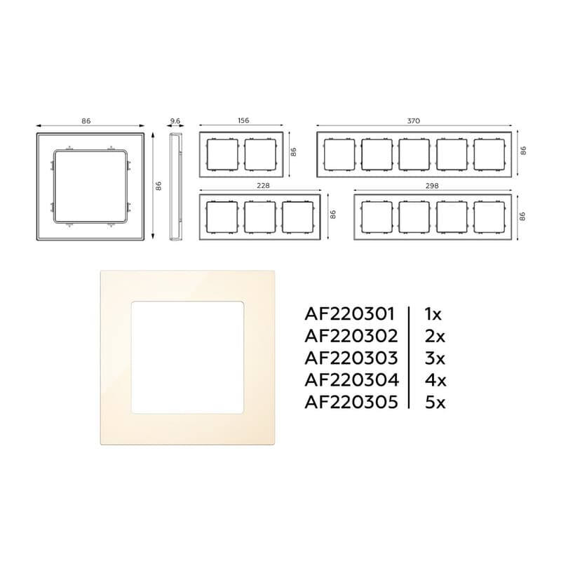 Рамка ALFA Techno (Бежевый глянец) 1-ая