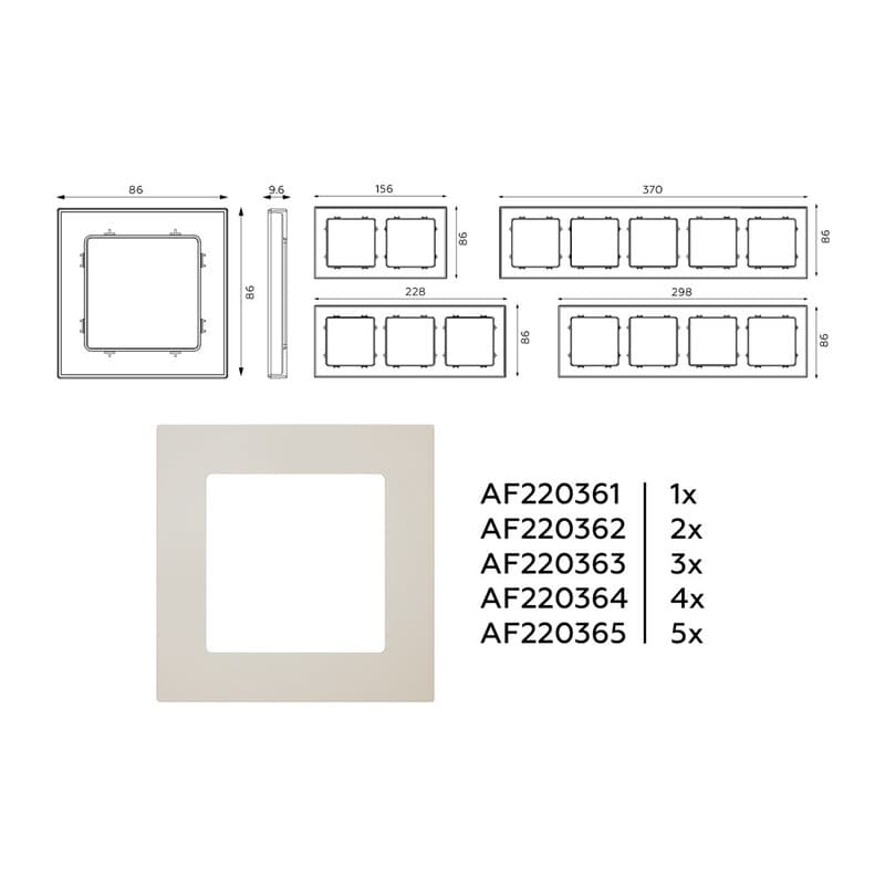 Рамка ALFA Techno (Серо-бежевый матовый) 1-ая