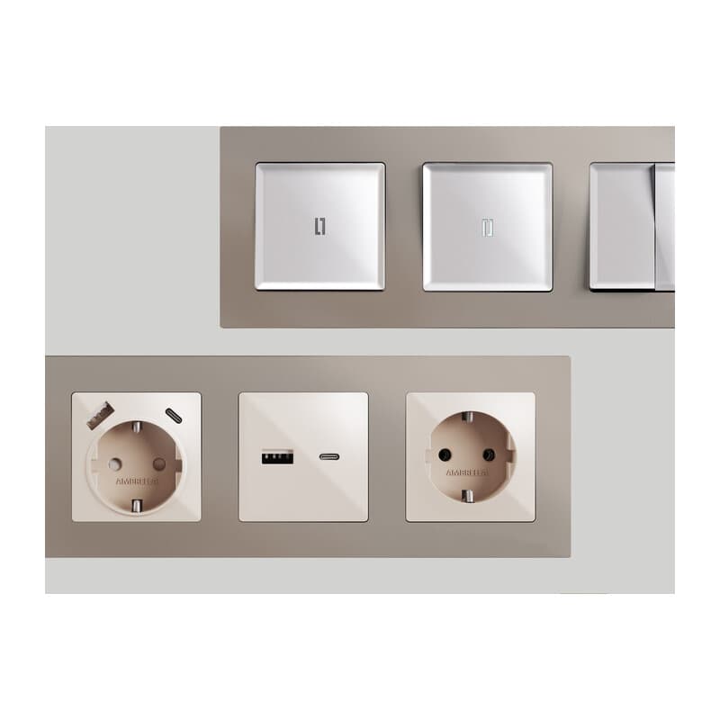 Рамка ALFA Techno (Серо-бежевый матовый) 4-ая