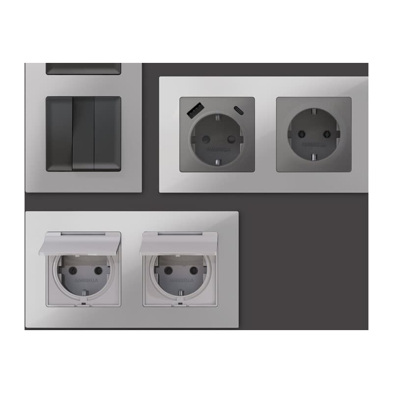 Рамка ALFA Techno (Серебро глянец) 3-ая