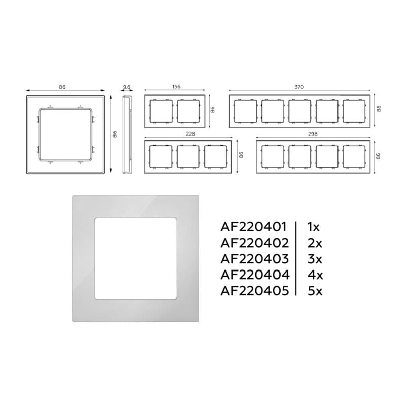 Рамка ALFA Techno (Серебро глянец) 5-ая
