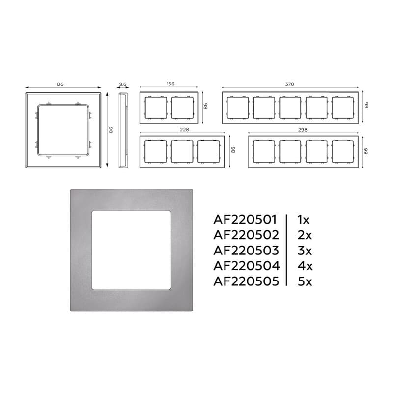 Рамка ALFA Techno (Сталь матовый) 3-ая