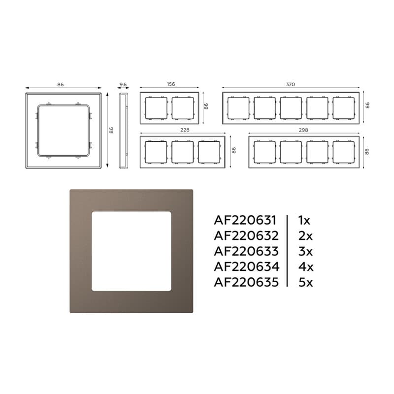 Рамка ALFA Techno (Темная бронза матовый) 1-ая