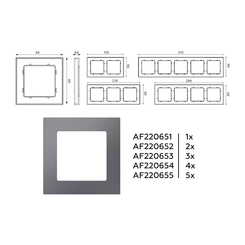 Рамка ALFA Techno (Антрацит серый) 3-ая