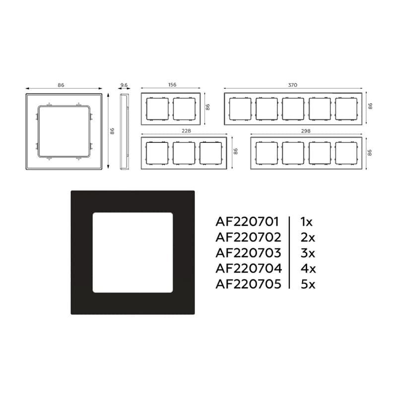 Рамка ALFA Techno (Черный матовый) 2-ая