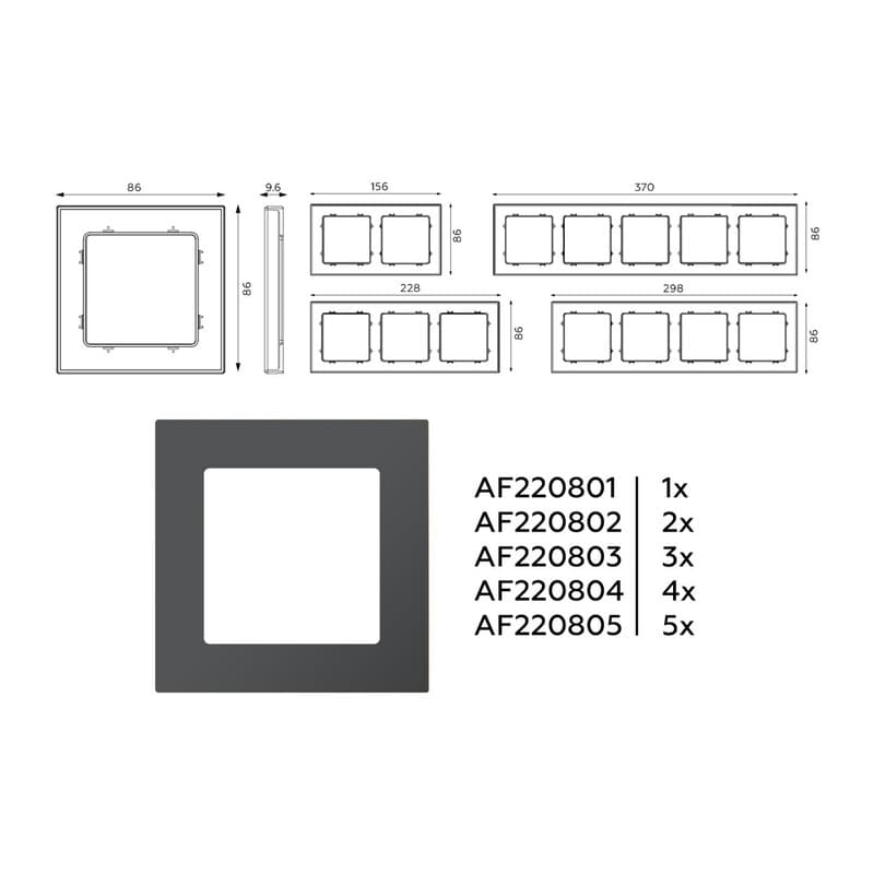 Рамка ALFA Techno (Графит Мягкое касание) 3-ая