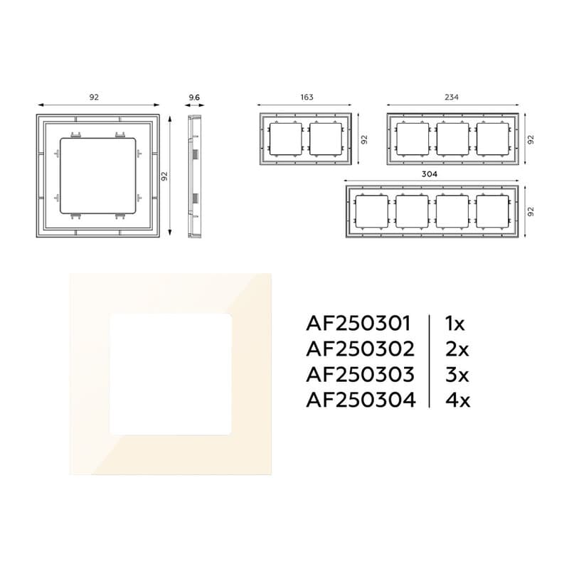 Рамка ALFA Qubi (Бежевый глянец) 4-ая