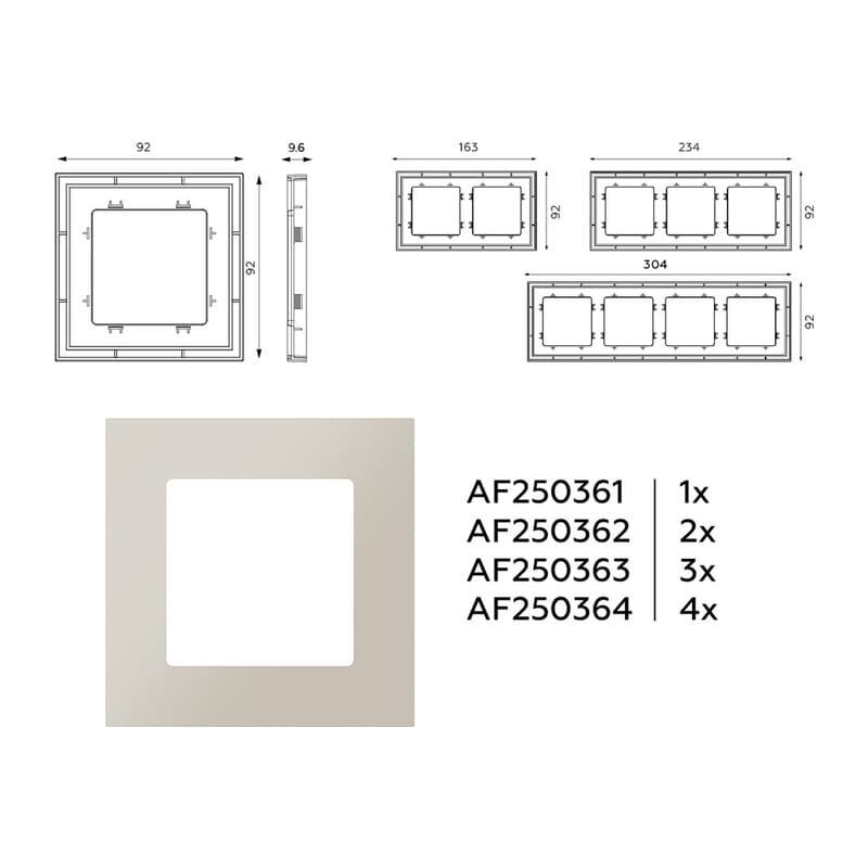 Рамка ALFA Qubi (Серо-бежевый матовый) 1-ая