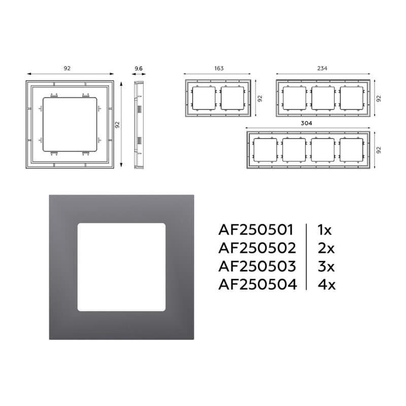 Рамка ALFA Qubi (Сталь матовый) 2-ая