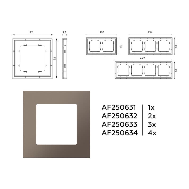 Рамка ALFA Qubi (Темная бронза матовый) 4-ая