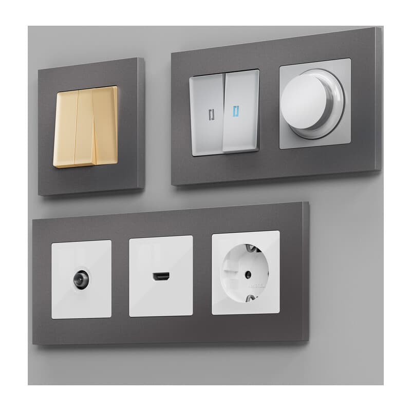 Рамка ALFA Qubi (Антрацит серый) 1-ая