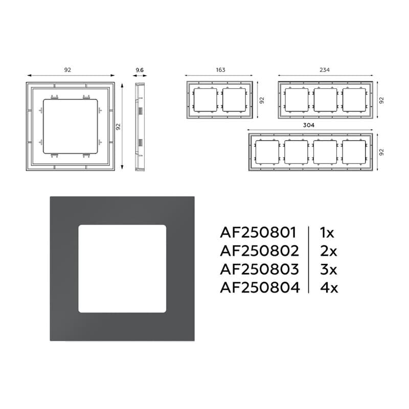 Рамка ALFA Qubi (Графит Мягкое касание) 2-ая
