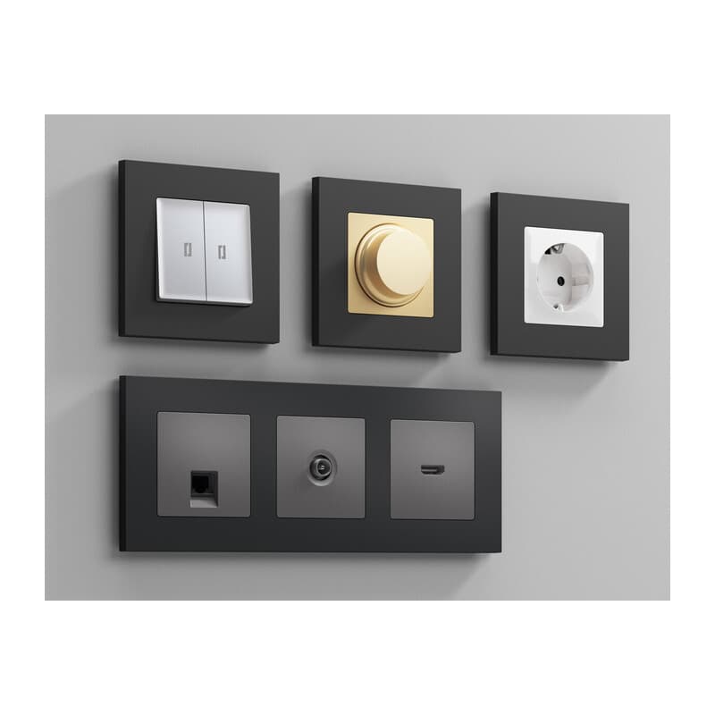 Рамка ALFA Qubi (Графит Мягкое касание) 3-ая