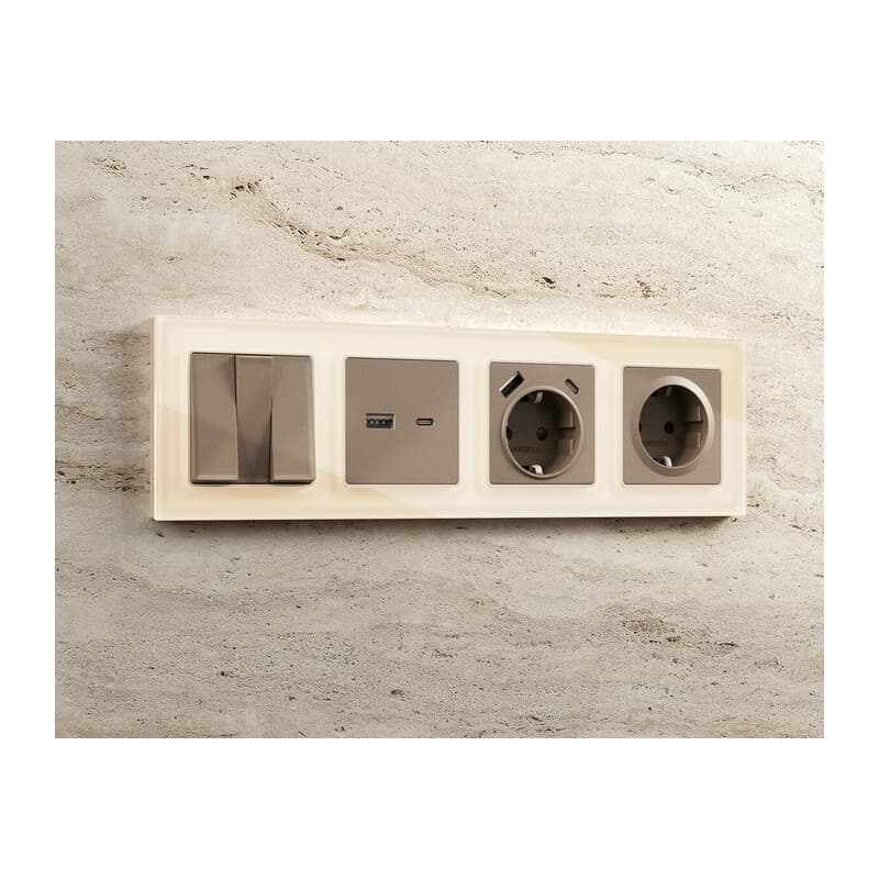 Рамка ALFA Platos (Бежевый Стекло органическое) 1-ая