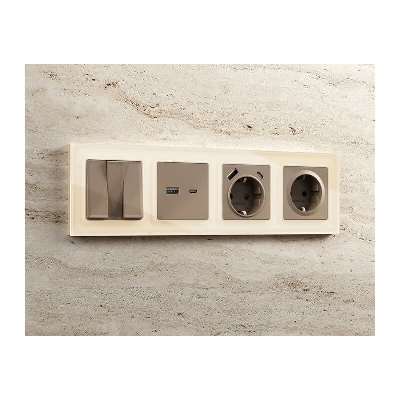 Рамка ALFA Platos (Бежевый Стекло органическое) 4-ая