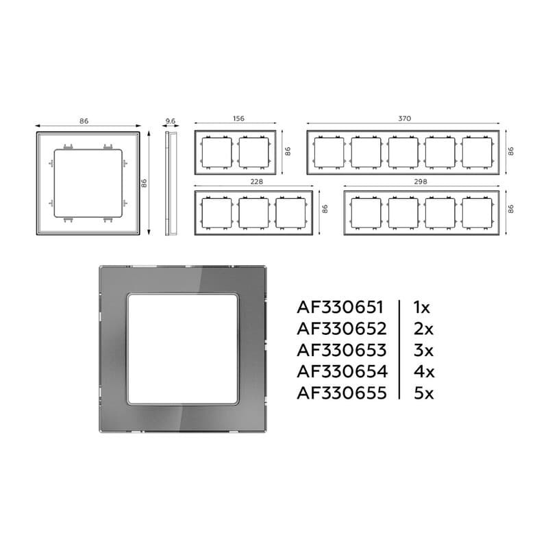 Рамка ALFA Platos (Антрацит серый Стекло органическое) 4-ая