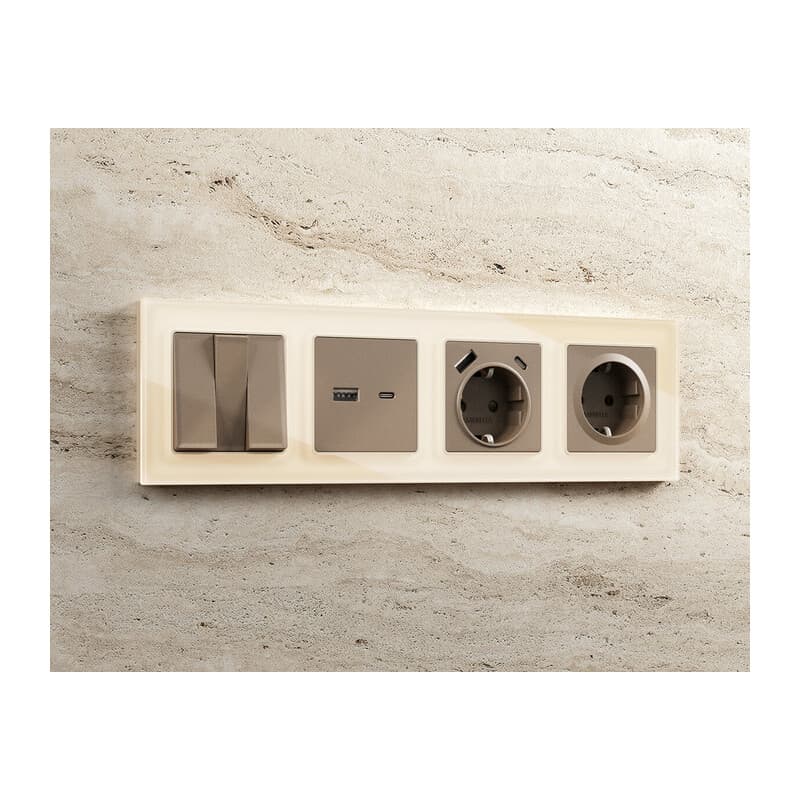 Рамка ALFA Platos (Бежевый Стекло закаленное натуральное) 2-ая