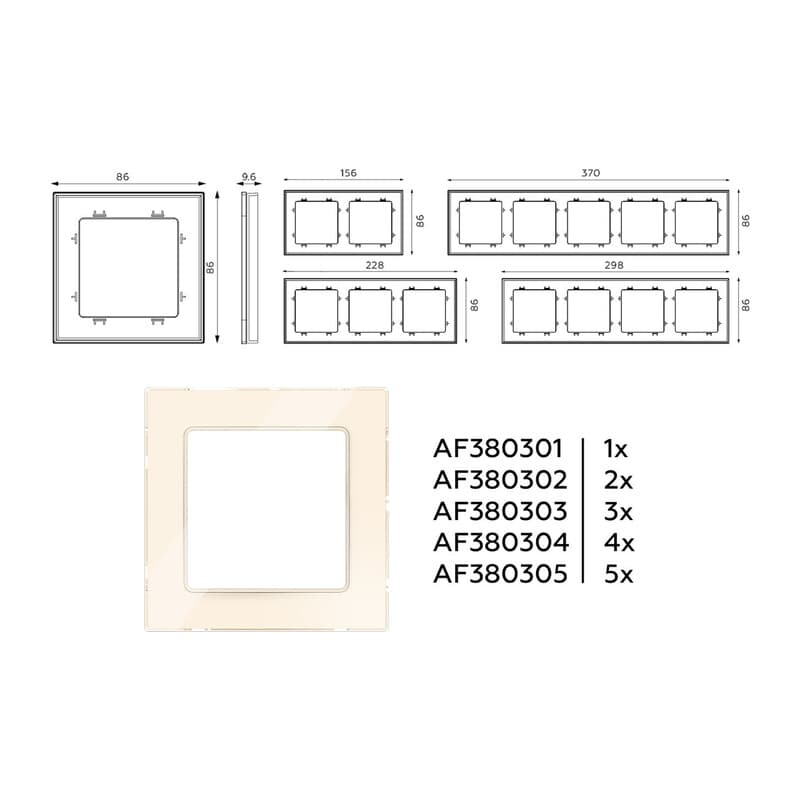 Рамка ALFA Platos (Бежевый Стекло закаленное натуральное) 3-ая