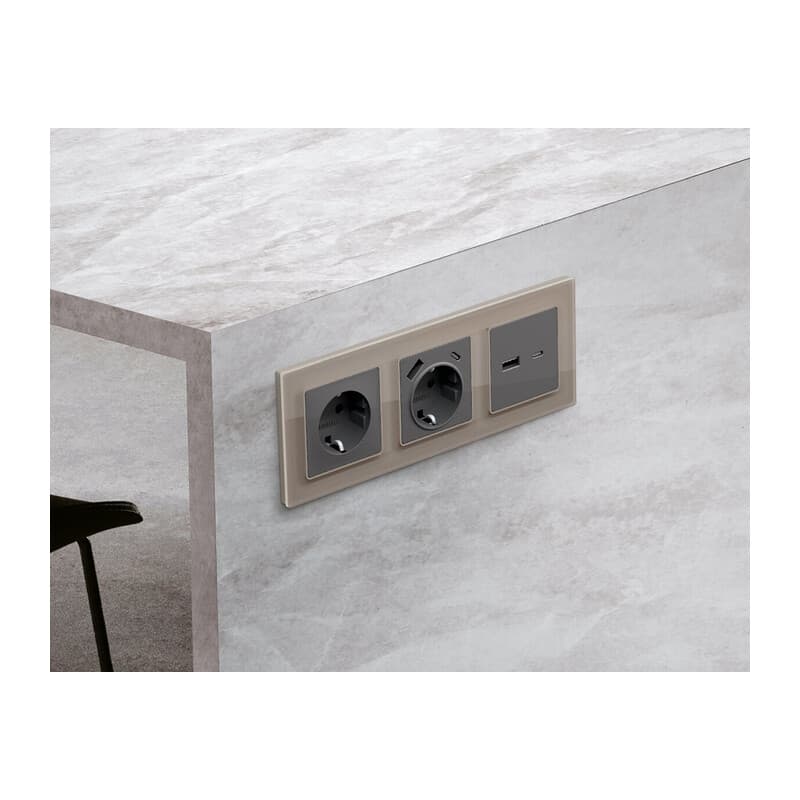 Рамка ALFA Platos (Серо-бежевый Стекло закаленное натуральное) 1-ая