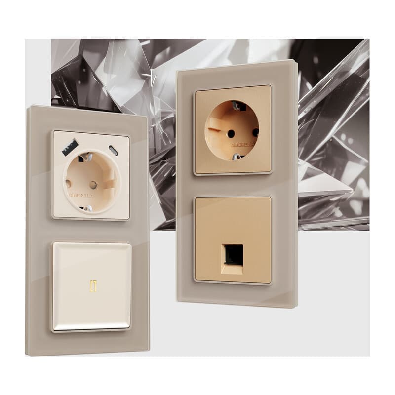 Рамка ALFA Platos (Серо-бежевый Стекло закаленное натуральное) 1-ая