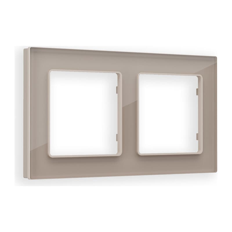 Рамка ALFA Platos (Серо-бежевый Стекло закаленное натуральное) 2-ая