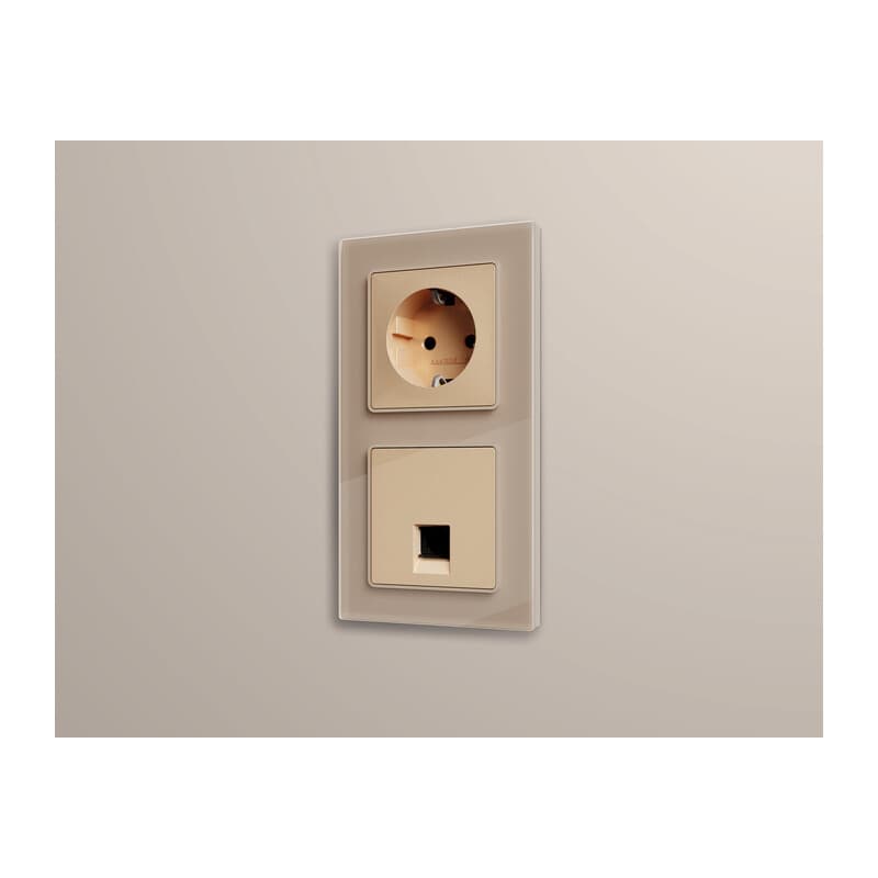 Рамка ALFA Platos (Серо-бежевый Стекло закаленное натуральное) 2-ая