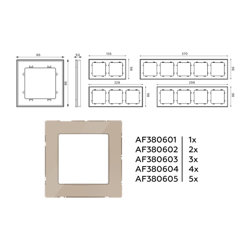 Рамка ALFA Platos (Серо-бежевый Стекло закаленное натуральное) 2-ая