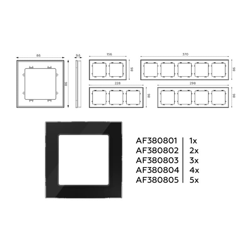 Рамка ALFA Platos (Черный Стекло закаленное натуральное) 3-ая
